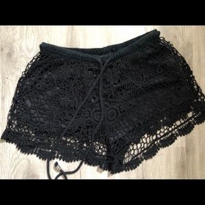 Black Crochet Shorts